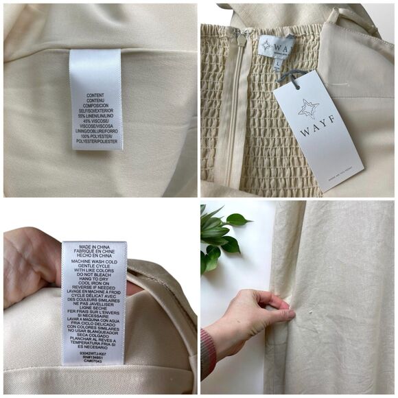 WAYF Linen Blend Cut Out Bow Midi Dress in Ivory - NWT - Sz L | Large - Picture 10 of 11